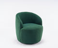 Teddy Fabric Swivel Accent Armchair Barrel Chair With Black Powder Coating Metal Ring,Dark Green Green Foam Upholstered