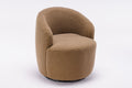 Teddy Fabric Swivel Accent Armchair Barrel Chair With Black Powder Coating Metal Ring,Coffee Brown Coffee Foam Upholstered