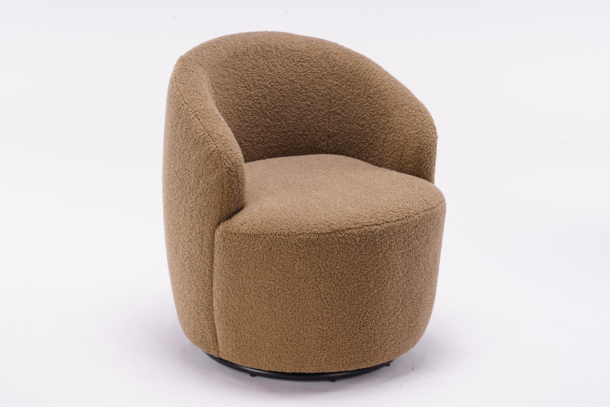 Teddy Fabric Swivel Accent Armchair Barrel Chair With Black Powder Coating Metal Ring,Coffee Brown Coffee Foam Upholstered