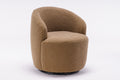 Teddy Fabric Swivel Accent Armchair Barrel Chair With Black Powder Coating Metal Ring,Coffee Brown Coffee Foam Upholstered