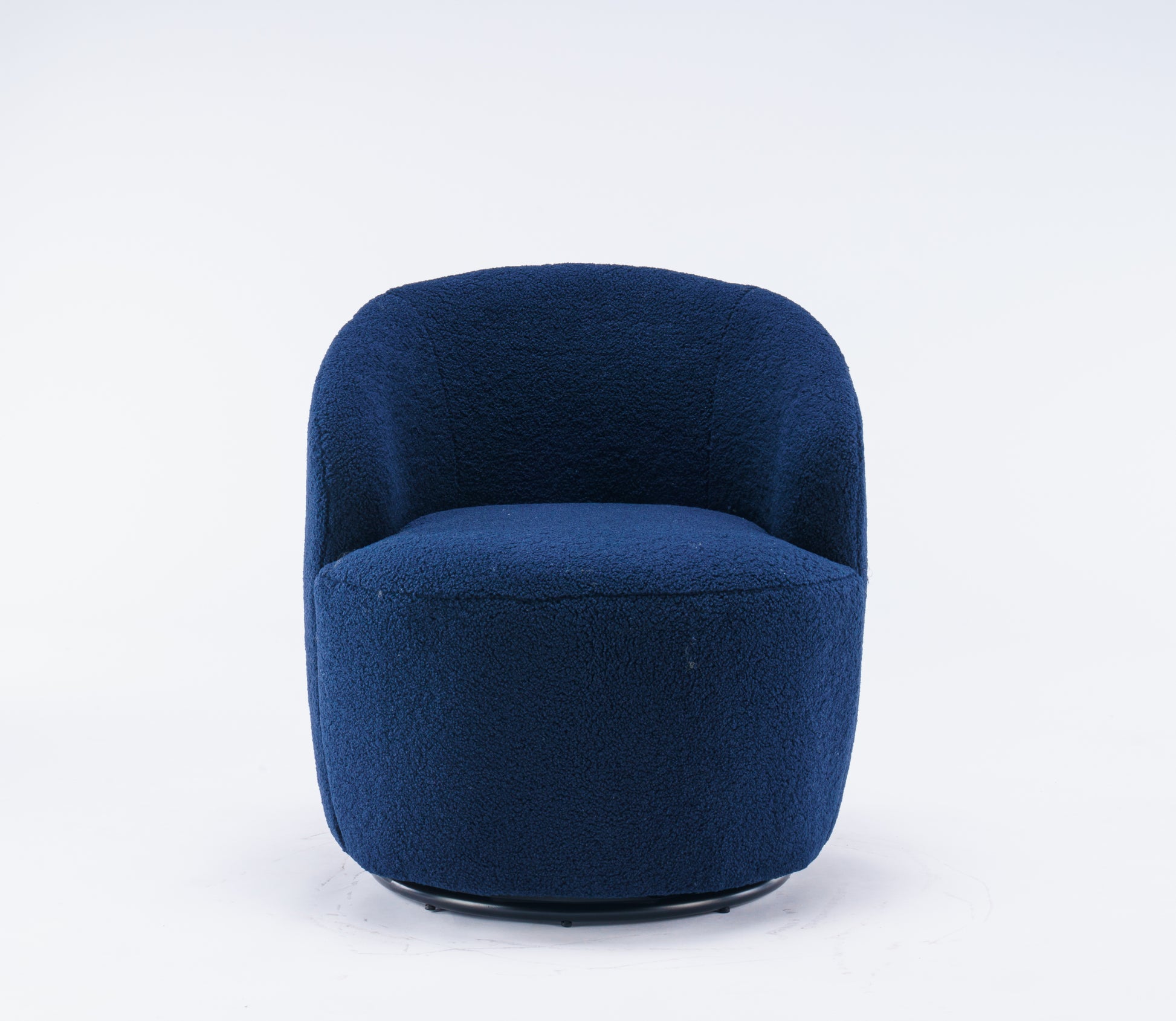 Teddy Fabric Swivel Accent Armchair Barrel Chair With Black Powder Coating Metal Ring,Dark Blue Dark Blue Foam Upholstered