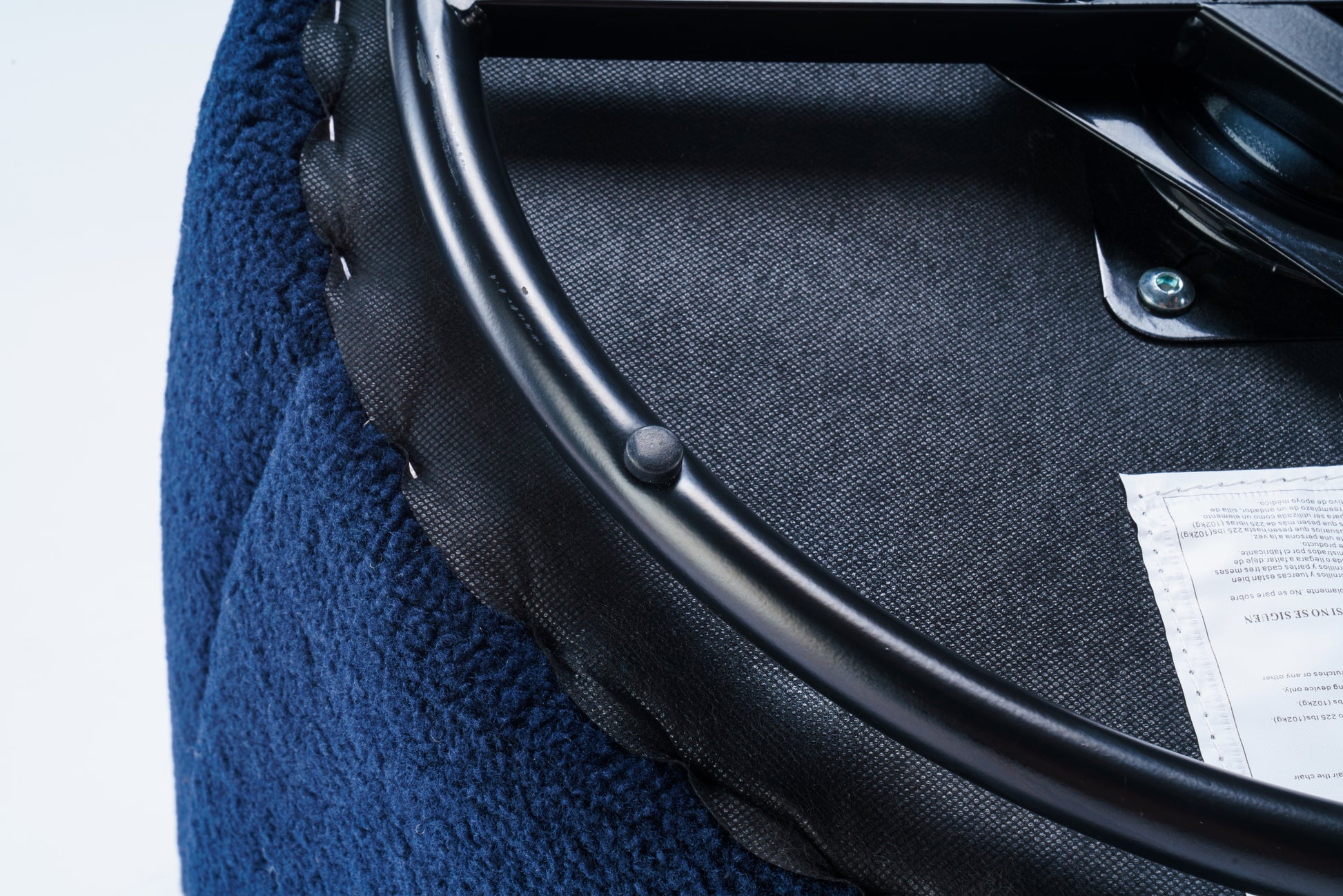 Teddy Fabric Swivel Accent Armchair Barrel Chair With Black Powder Coating Metal Ring,Dark Blue Dark Blue Foam Upholstered