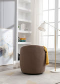Teddy Fabric Swivel Accent Armchair Barrel Chair With Black Powder Coating Metal Ring,Coffee Brown Coffee Foam Upholstered
