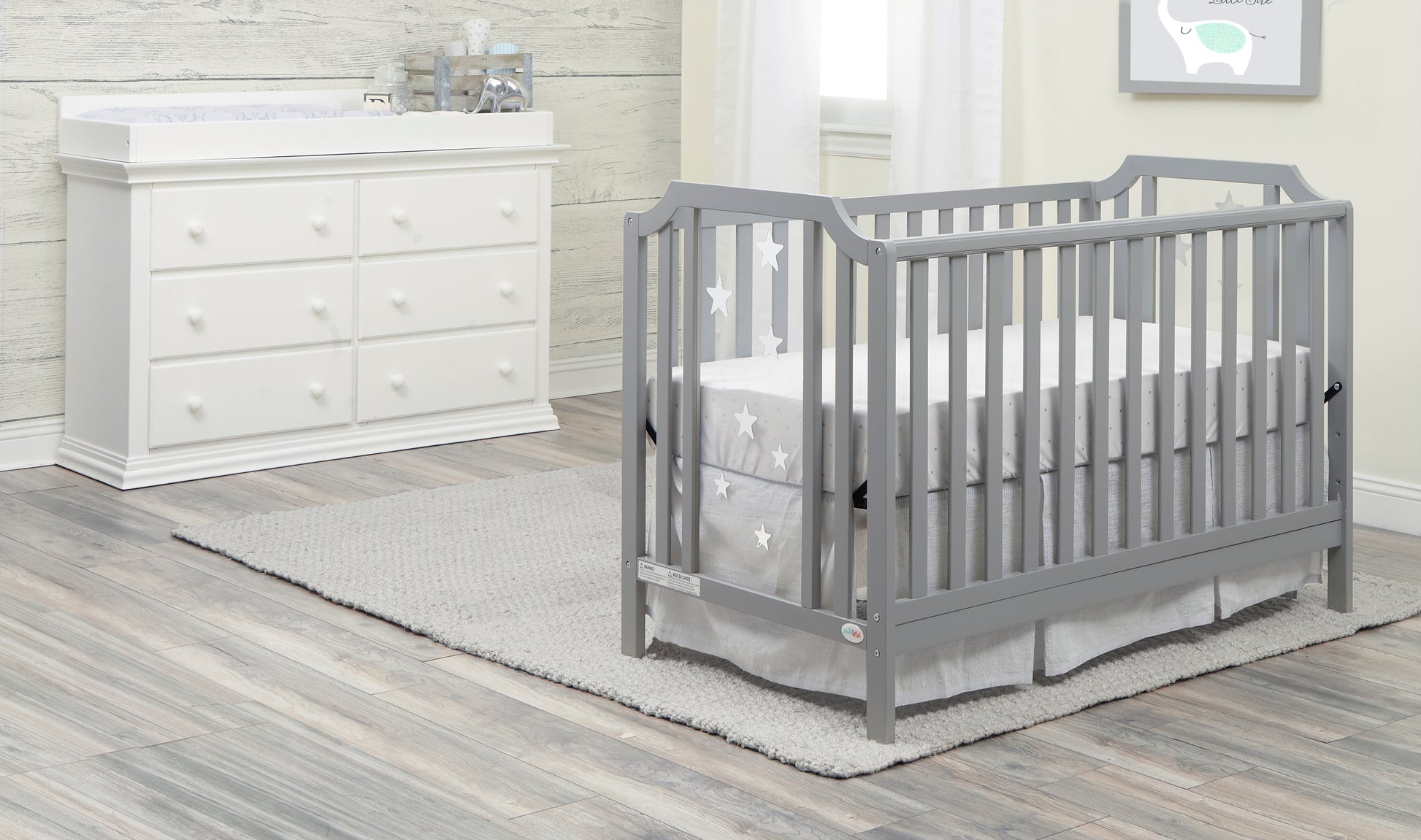 Celeste 3 In 1 Convertible Island Crib Light Gray Light Gray Solid Wood