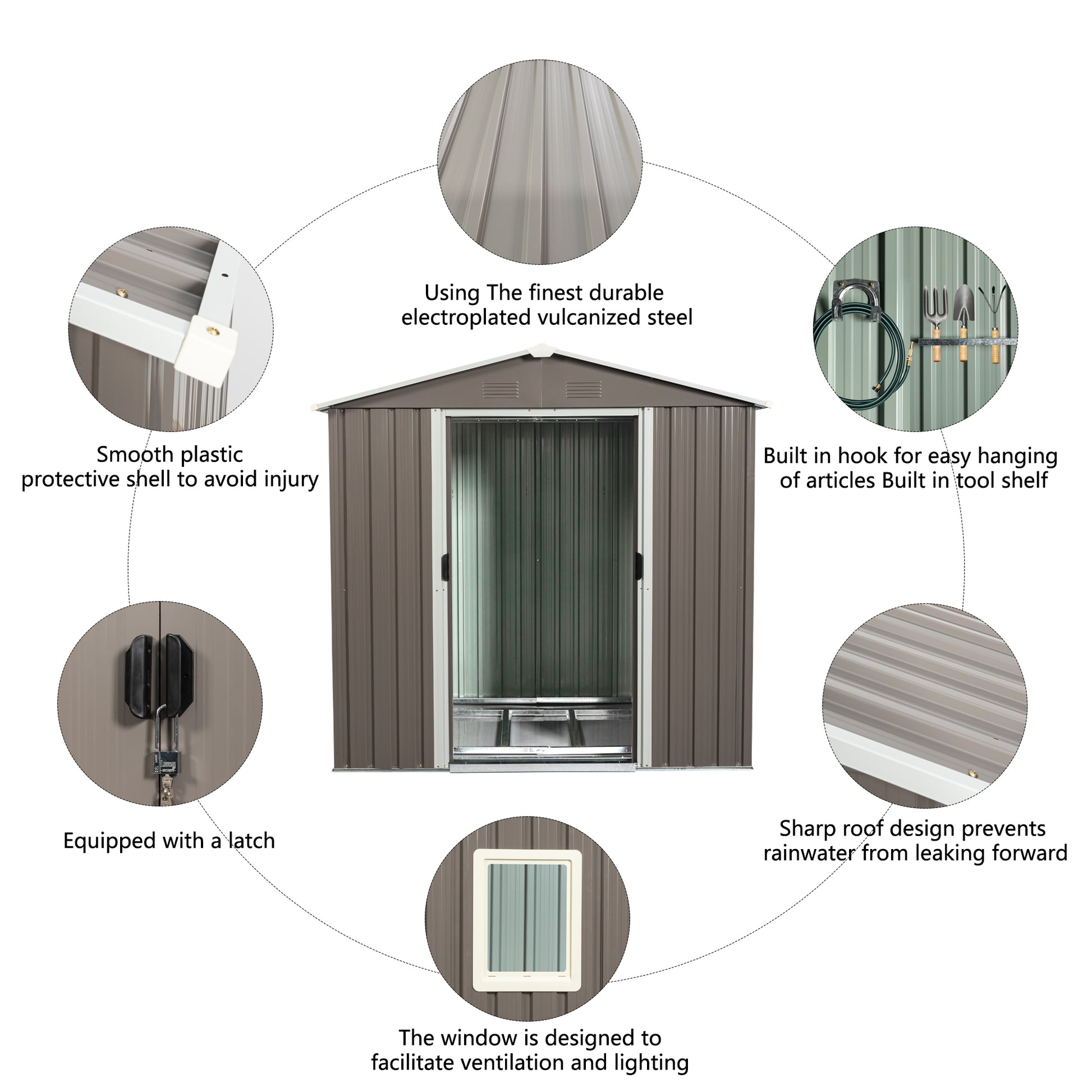 6Ft X 5Ft Outdoor Metal Storage Shed Gray With Window Gray Iron