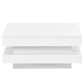 High Gloss Minimalist Design With Led Lights, 2 Tier Square Coffee Table, Center Table For Living Room, 31.5''X31.5''X14.2'', White White Particle Board