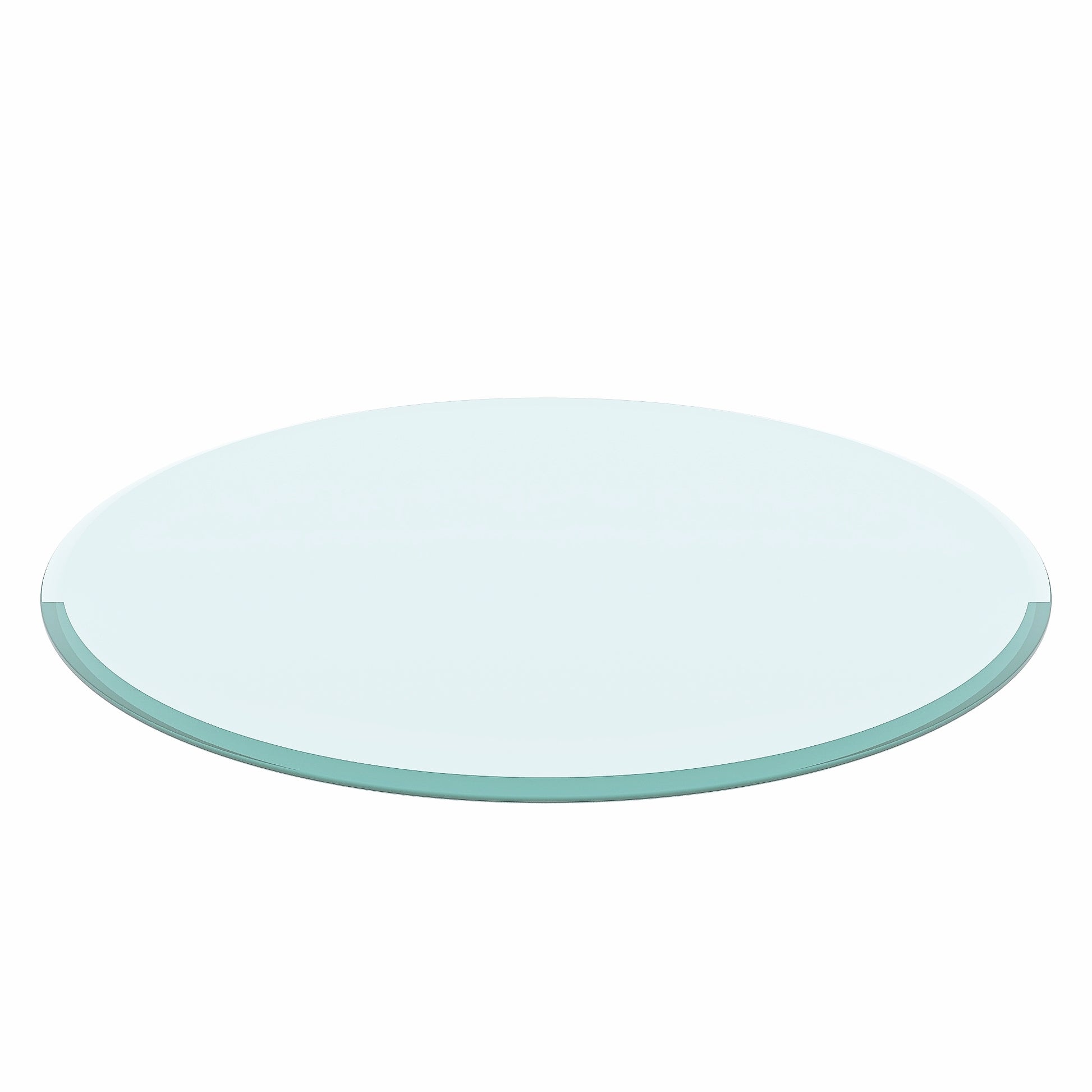 24" Inch Round Tempered Glass Table Top Clear Glass 1 2" Inch Thick Beveled Polished Edge Transparent Glass