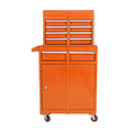 Detachable 5 Drawer Tool Chest With Bottom Cabinet And One Adjustable Shelf Orange Orange Metal
