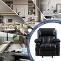 Recliner Chair For Living Room With Rocking Function And Side Pocket Black Soft Foam Polyester