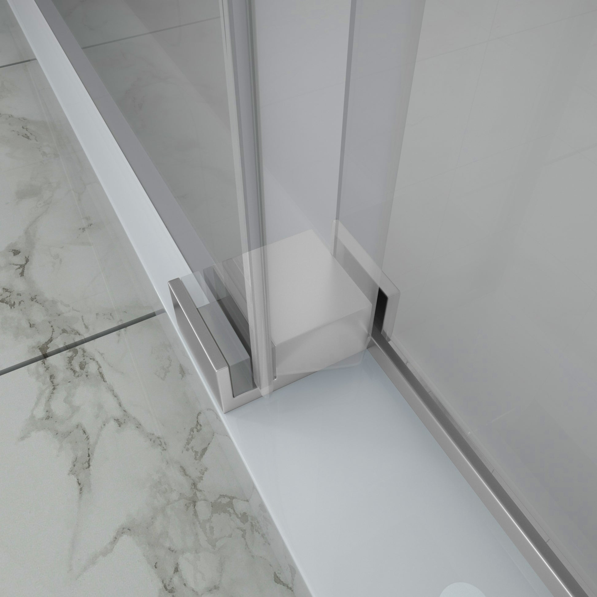 Shower Door 48" W X 76"H Single Sliding Bypass Shower Enclosure,Chrome Chrome Glass