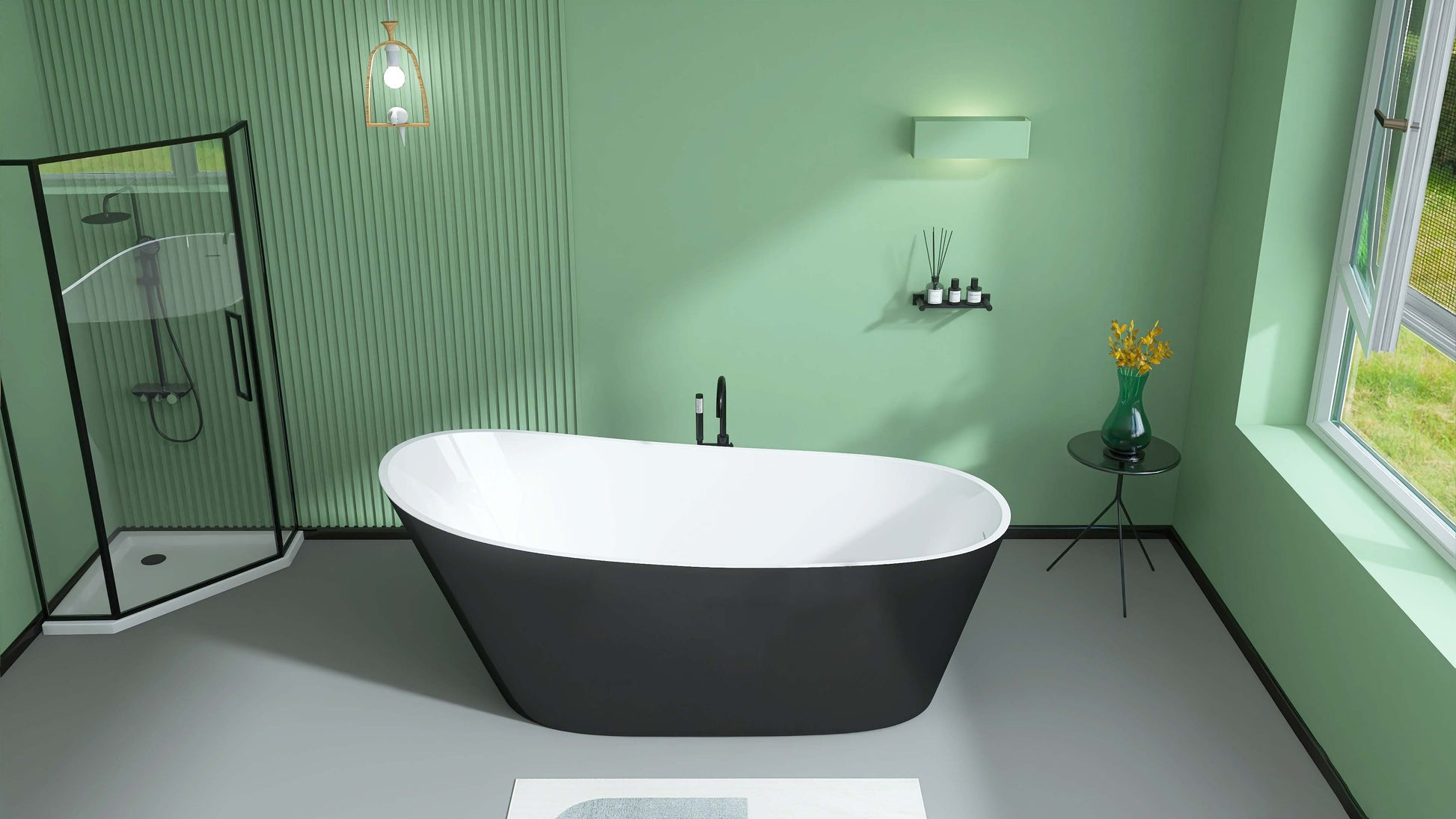 59" Acrylic Free Standing Tub Classic Oval Shape Soaking Tub, Adjustable Freestanding Bathtub With Integrated Slotted Overflow And Chrome Pop Up Drain Anti Clogging Black Black Oval Bathroom Freestanding Tubs Polished 59 61 In Modern Soaking Reversible