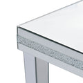 Fashionable Modern Glass Mirrored Coffee Table, Easy Assembly Cocktail Table With Crystal Design And Adjustable Height Legs, Silver Silver Glass