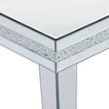 Fashionable Modern Glass Mirrored Coffee Table, Easy Assembly Cocktail Table With Crystal Design And Adjustable Height Legs, Silver Silver Glass