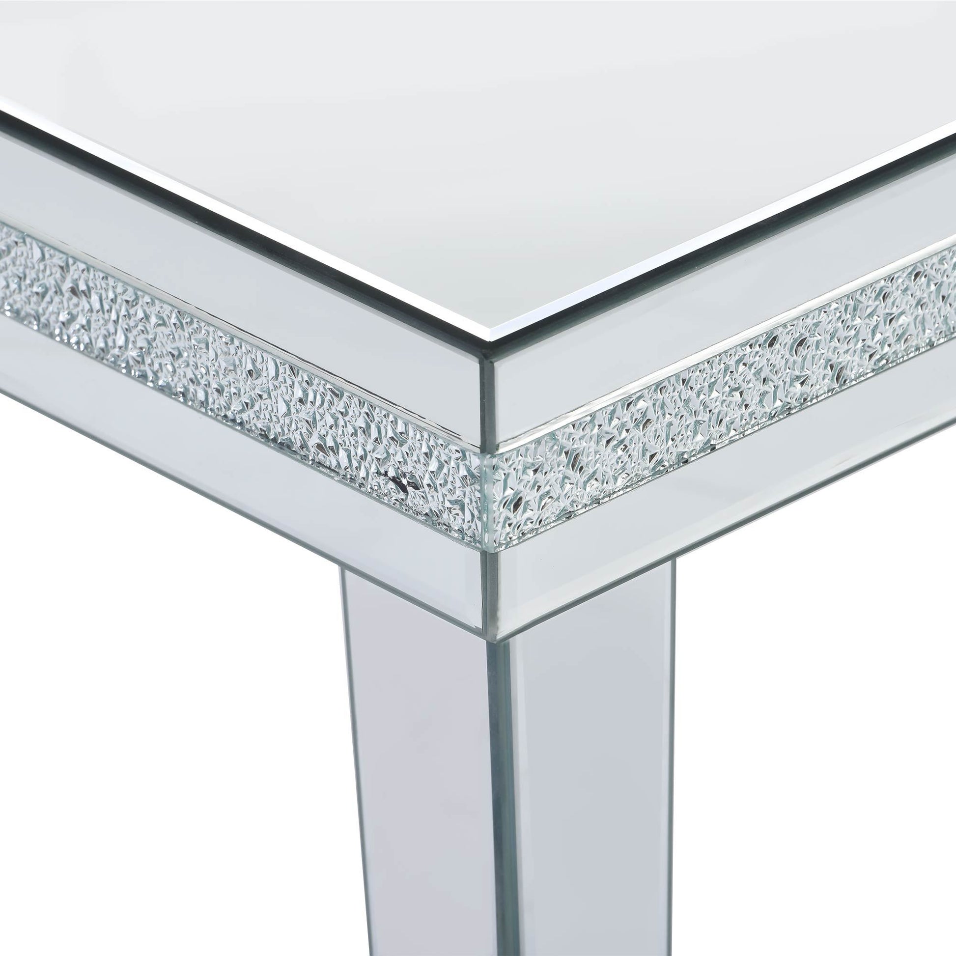 Fashionable Modern Glass Mirrored Coffee Table, Easy Assembly Cocktail Table With Crystal Design And Adjustable Height Legs, Silver Silver Glass