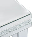 Fashionable Modern Glass Mirrored Coffee Table, Easy Assembly Cocktail Table With Crystal Design And Adjustable Height Legs, Silver Silver Glass