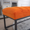 Metal Base Upholstered Bench For Bedroom For Entryway Orange Fabric