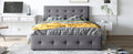 Upholstered Platform Bed With Classic Headboard And 4 Drawers, No Box Spring Needed, Linen Fabric, Queen Size Dark Gray Old Sku :Lp000114Aae Dark Gray Upholstered