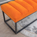 Metal Base Upholstered Bench For Bedroom For Entryway Orange Fabric
