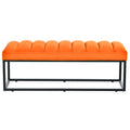 Metal Base Upholstered Bench For Bedroom For Entryway Orange Fabric