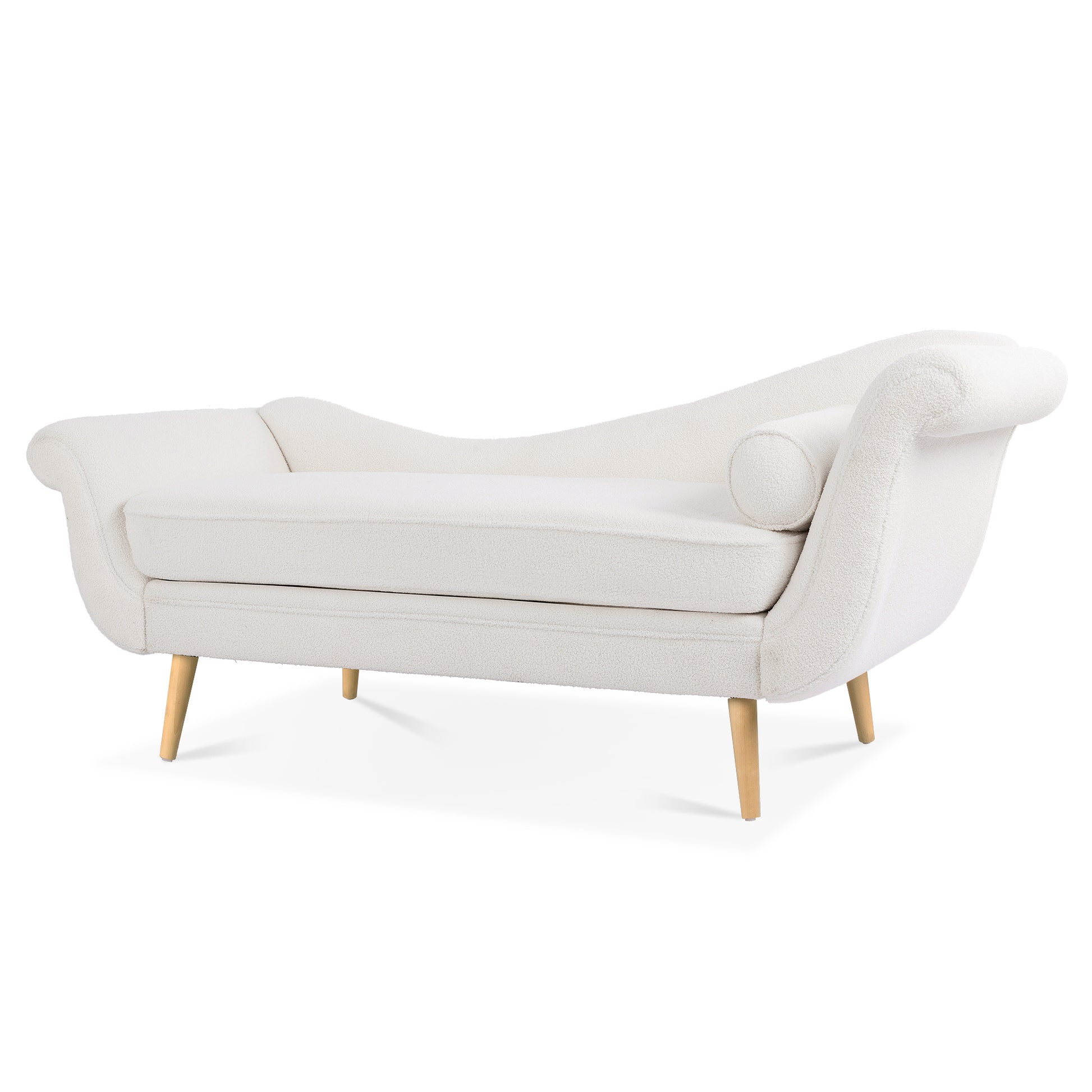Chaise Lounge With Scroll Arms White Fabric