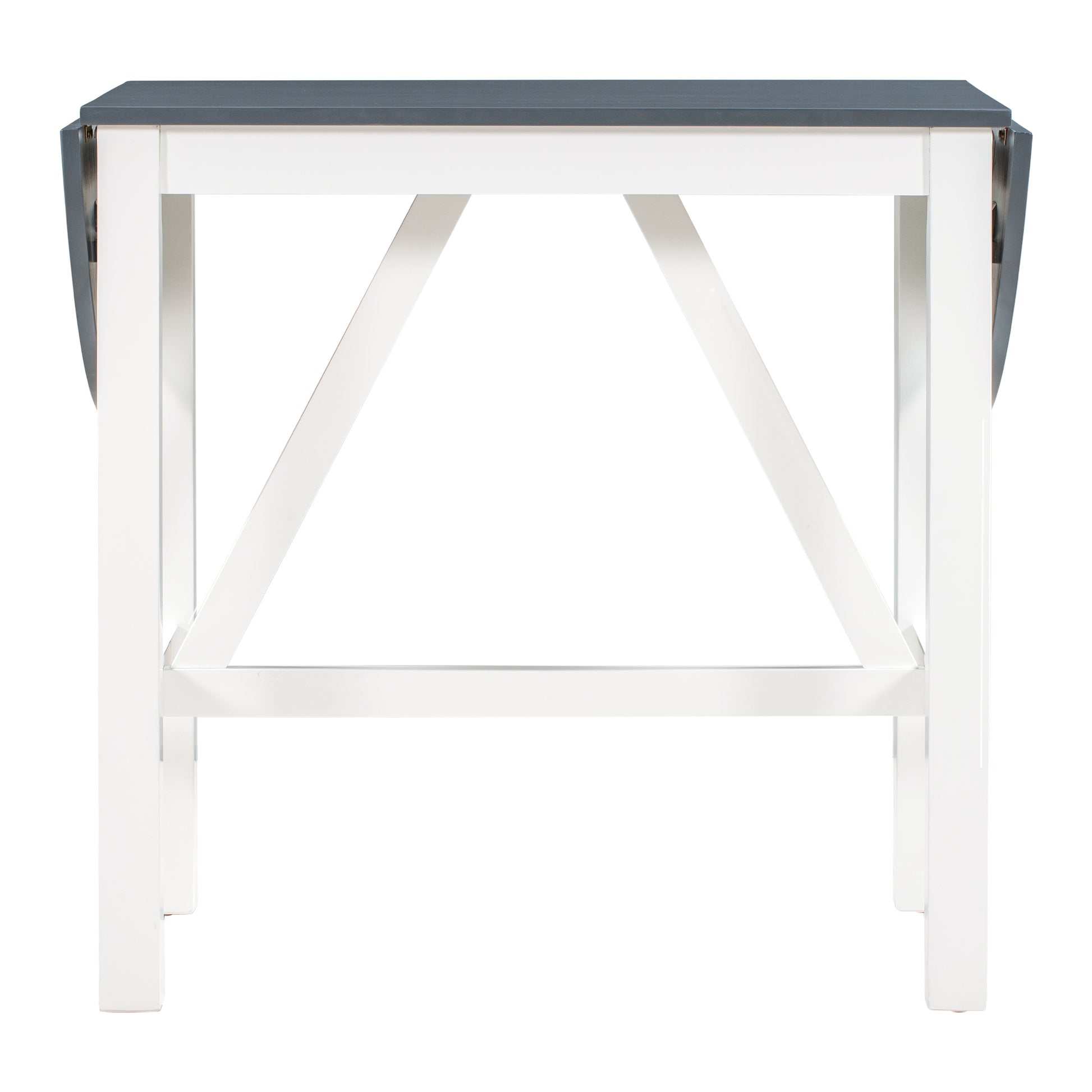 3 Piece Wood Counter Height Drop Leaf Dining Table Set With 2 Upholstered Dining Chairs For Small Place, White Gray White Wood Dining Room Folding Rubberwood Oval Dining Table With Chair Upholstered Chair Wood White Solid Back Seats 2 60 Inches Drop Leaf