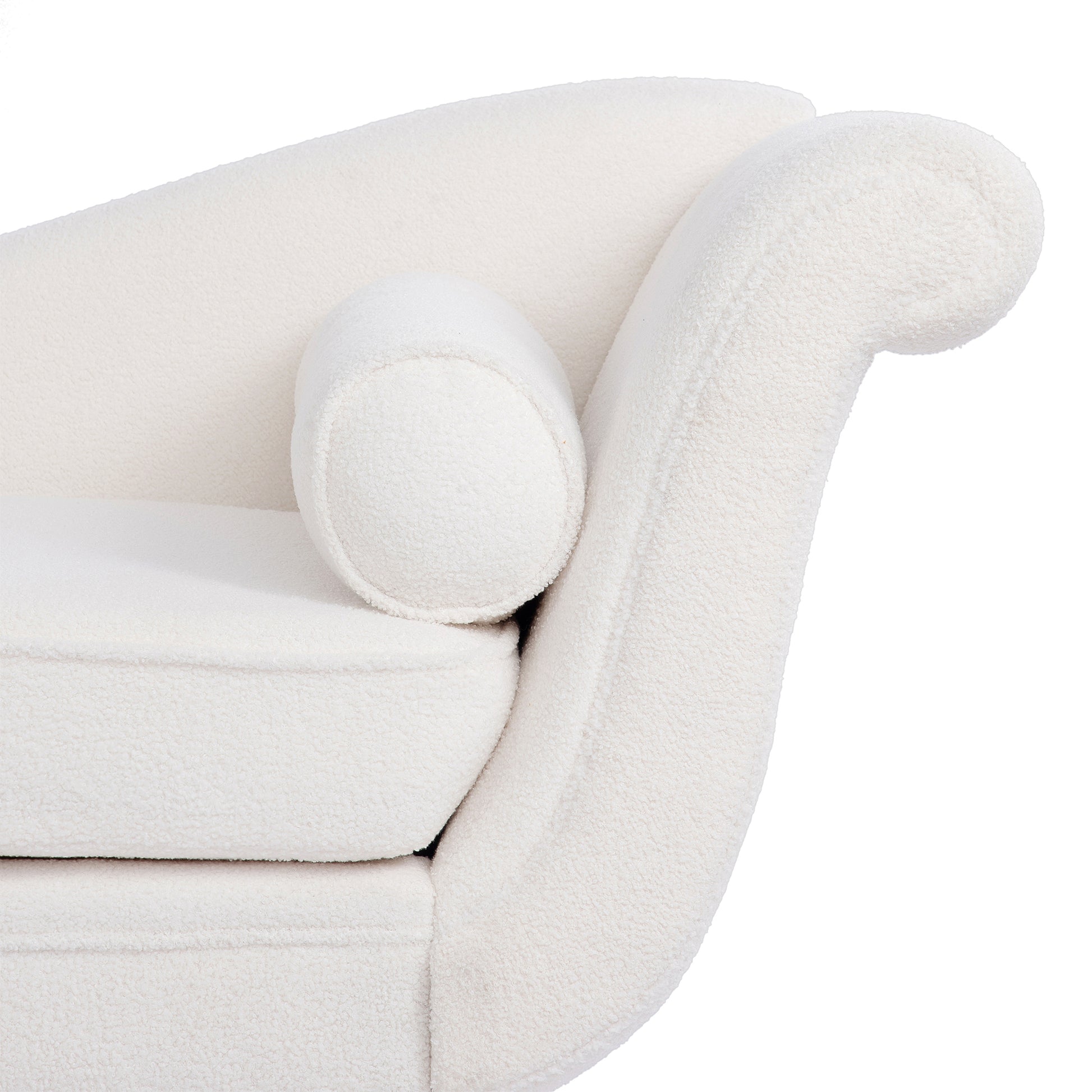 Chaise Lounge With Scroll Arms White Fabric