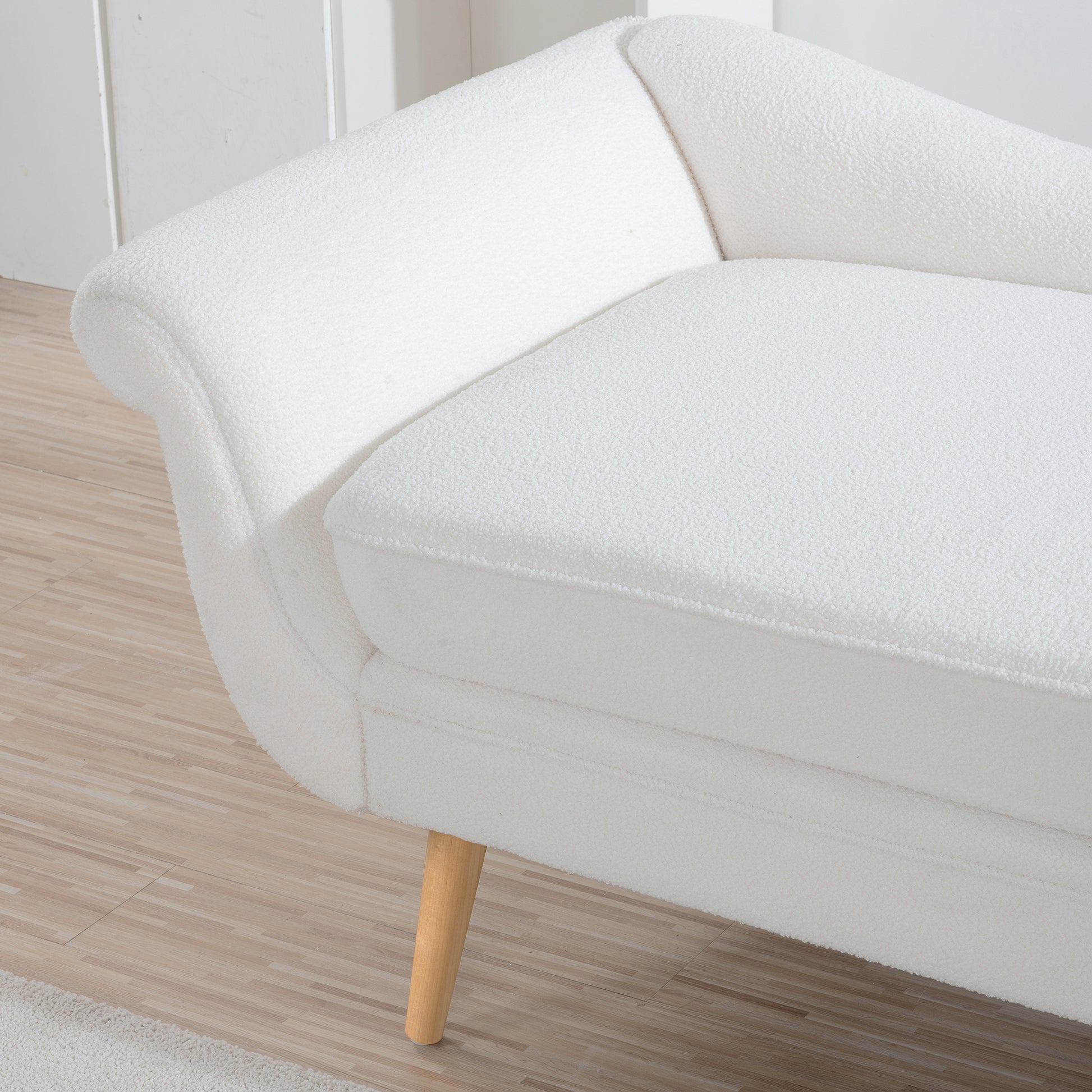 Chaise Lounge With Scroll Arms White Fabric