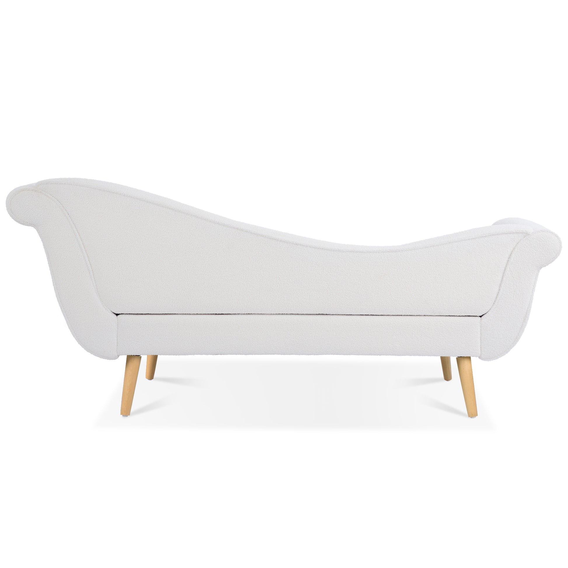 Chaise Lounge With Scroll Arms White Fabric