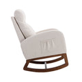 Coolmore Rocking Chair, Modern Glider Chair, Recliner Armchair With Wood Legs And Side Pocket, Nursery Rocking Accent Chair With High Back For Living Room Bedroom Beige Linen Beige Foam Solid Wood