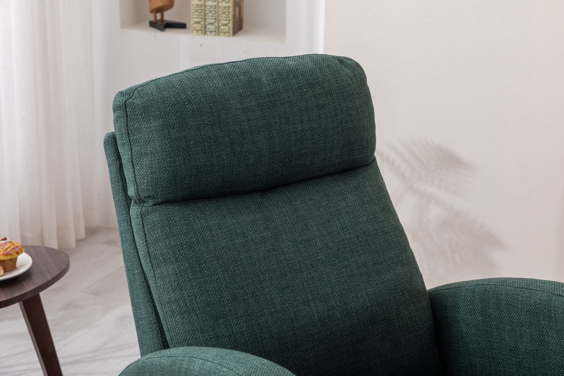 Coolmore Rocking Chair, Modern Glider Chair, Recliner Armchair With Wood Legs And Side Pocket, Nursery Rocking Accent Chair With High Back For Living Room Bedroom Emerald Linen Emerald Foam Solid Wood