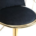 Black Velvet Bar Chair, Pure Gold Plated, Unique Design,360 Degree Rotation, Adjustable Height,Suitable For Dinning Room And Bar,Set Of 2 Black Velvet