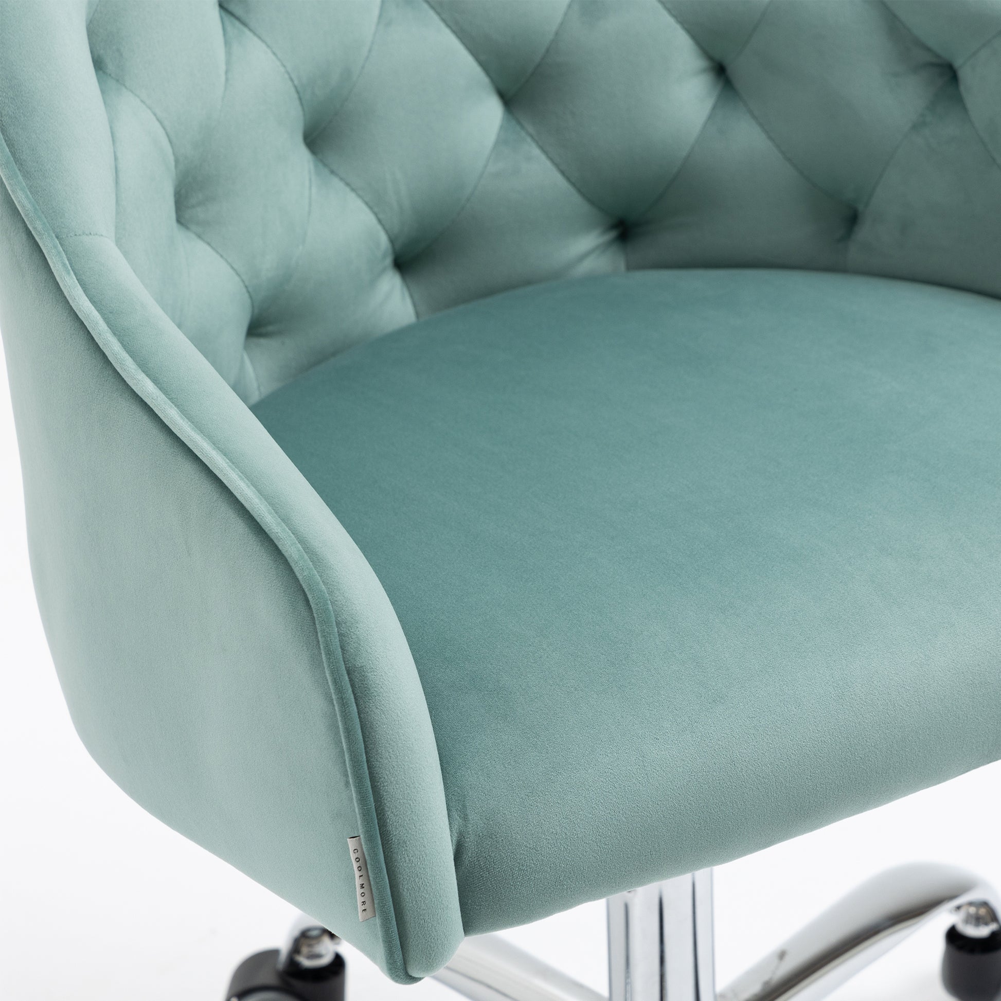 Coolmore Velvet Home Office Desk Chair, Modern Cute Computer Chair, Wheels Swivel Height Adjustable Swivel Task Chair For Home Office Mint Green Velvet Mint Green Foam Metal