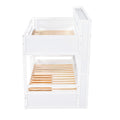 Twin Size Bunk Bed With Built In Shelves Beside Both Upper And Down Bed And Storage Drawer,White White Pine