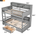 Twin Size Bunk Bed With Built In Shelves Beside Both Upper And Down Bed And Storage Drawer,Gray Gray Pine