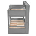Twin Size Bunk Bed With Built In Shelves Beside Both Upper And Down Bed And Storage Drawer,Gray Gray Pine