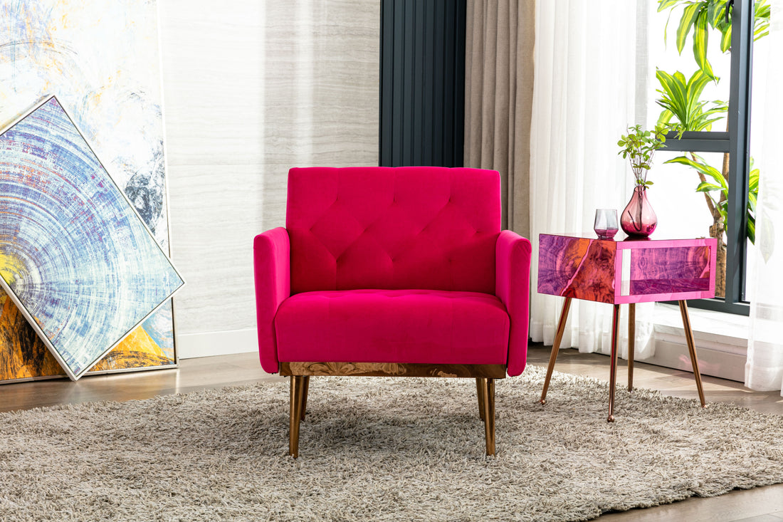 Coolmore Accent Chair ,Leisure Single Sofa With Rose Golden Feet Rose Red Polyester