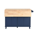 Farmhouse Kitchen Island Set With Drop Leaf And 2 Seatings,Dining Table Set With Storage Cabinet, Drawers And Towel Rack, Blue Black Brown Blue Kitchen Farmhouse Rectangular Kitchen Island Sets Rubberwood Solid Wood Small Less Than 40In