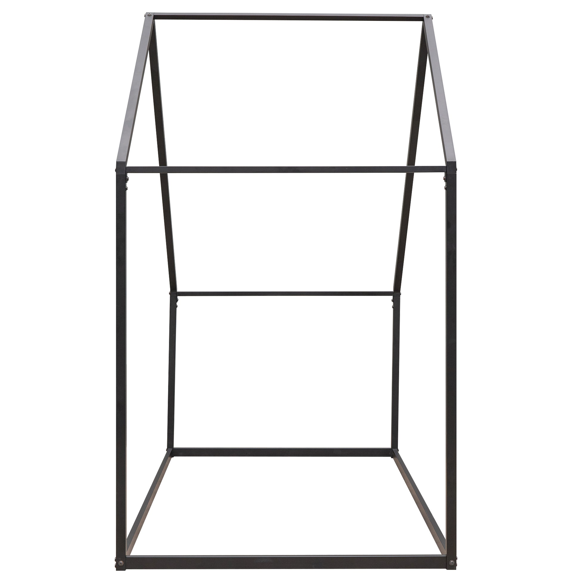 Twin Size Metal House Bed Kids Bed, Black Black Metal