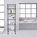 Yssoa Heavy Duty 6 Shelf Shelving With Wheels, With Hanging Hooks, Wire Shelving, Adjustable Storage Units, 17'' D X 11'' W X 63'' H, 6 Tier, Black Black Aluminum