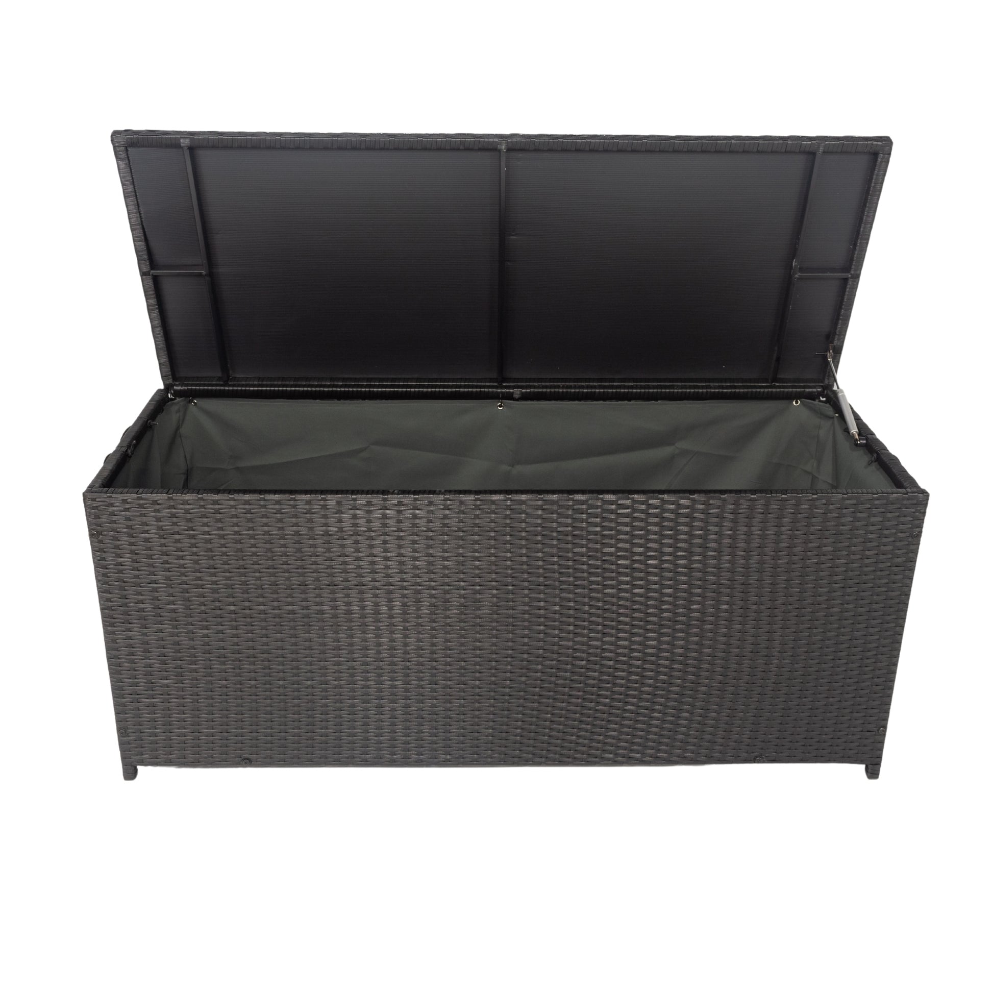 Outdoor Storage Box, 113 Gallon Wicker Patio Deck Boxes With Lid, Outdoor Cushion Storage Container Bin Chest For Kids Toys, Pillows, Towel Black No Sectional Black Rust Resistant Frame Water Resistant Cushion Garden & Outdoor American Traditional