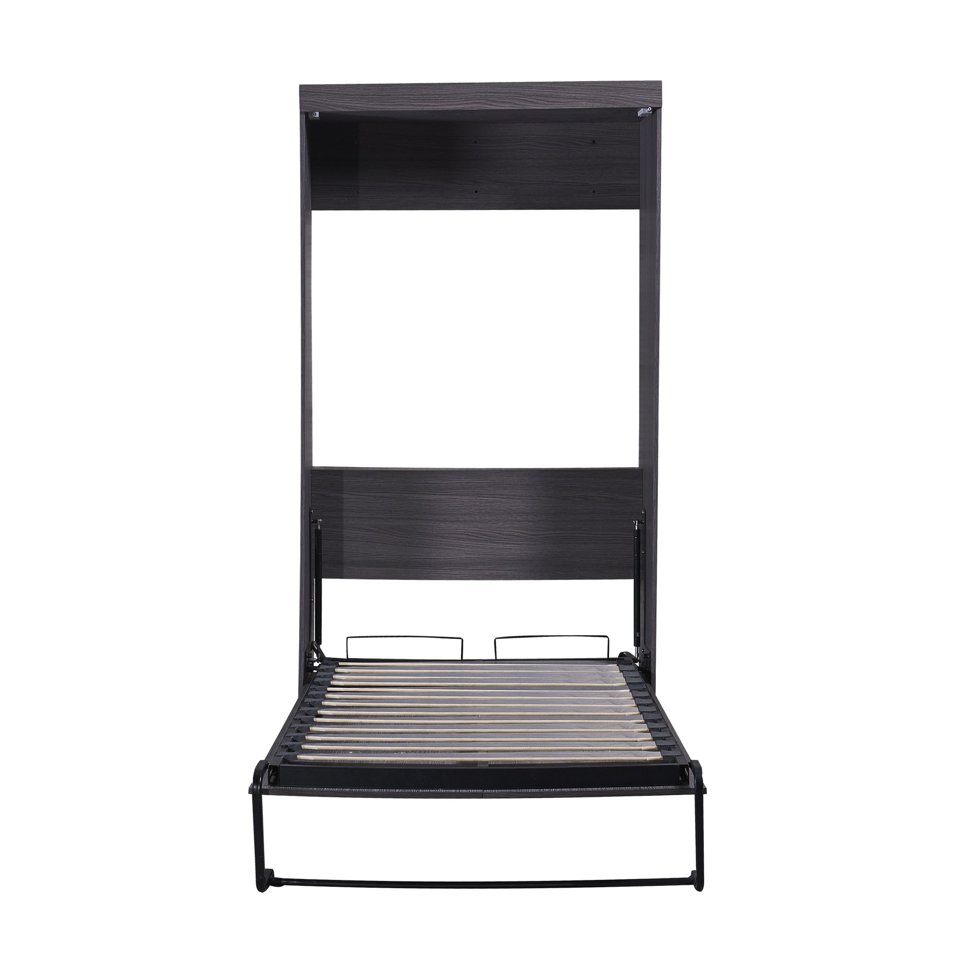 Twin Size Murphy Bed With Wardrobe And Drawers, Storage Bed, Can Be Folded Into A Cabinet, Gray Gray Pine