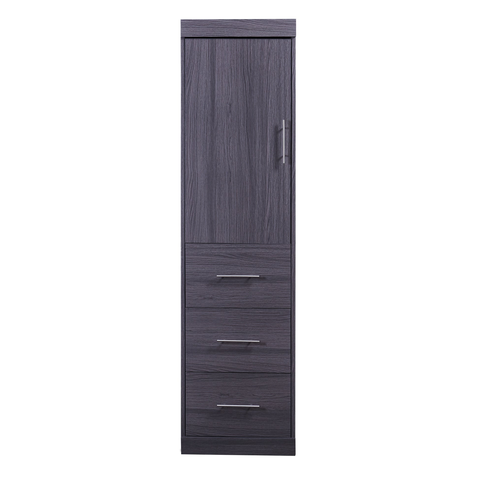 Twin Size Murphy Bed With Wardrobe And Drawers, Storage Bed, Can Be Folded Into A Cabinet, Gray Gray Pine