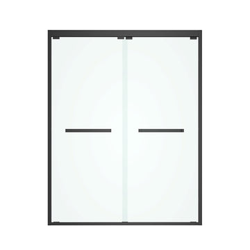 60 In. W X 76 In. Hsliding Framed Shower Door In Black Finish With Clear Glass Matt Black Glass