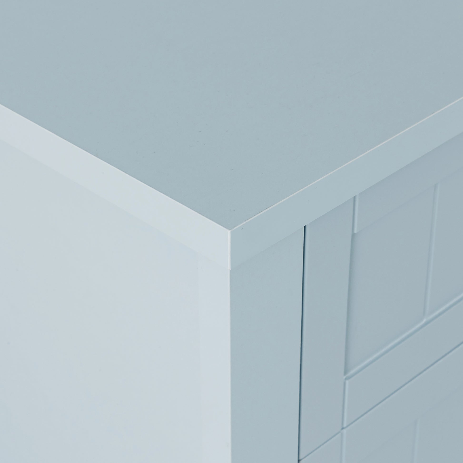 Drawer Dresser Bar Cabinet Side Cabinet,Buffet Sideboard,Buffet Service Counter,Solid Wood Frame,Plasticdoor Panel,Retroshell Handle,Applicable To Dining Room,Iving Room,Kitchen Corridor,Grayish Blue 5 Or More Drawers Grayish Blue Primary Living Space