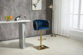 Coolmore Vintage Bar Stools With Back And Footrest Counter Height Dining Chairs 2Pc Set Navy Metal