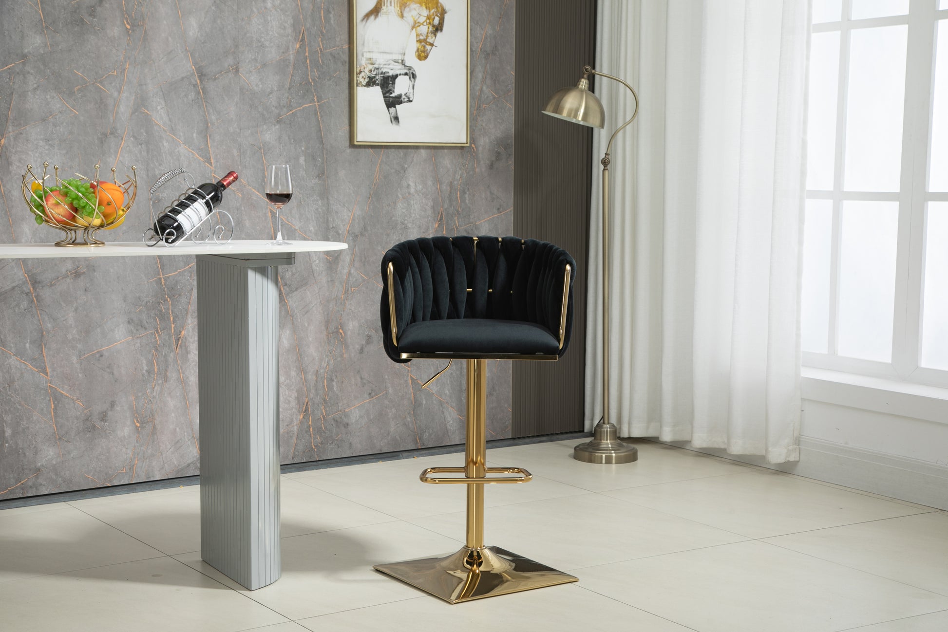 Coolmore Vintage Bar Stools With Back And Footrest Counter Height Dining Chairs 2Pc Set Black Metal