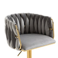 Coolmore Vintage Bar Stools With Back And Footrest Counter Height Dining Chairs 2Pc Set Grey Metal