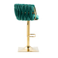 Coolmore Vintage Bar Stools With Back And Footrest Counter Height Dining Chairs 2Pc Set Emerald Metal