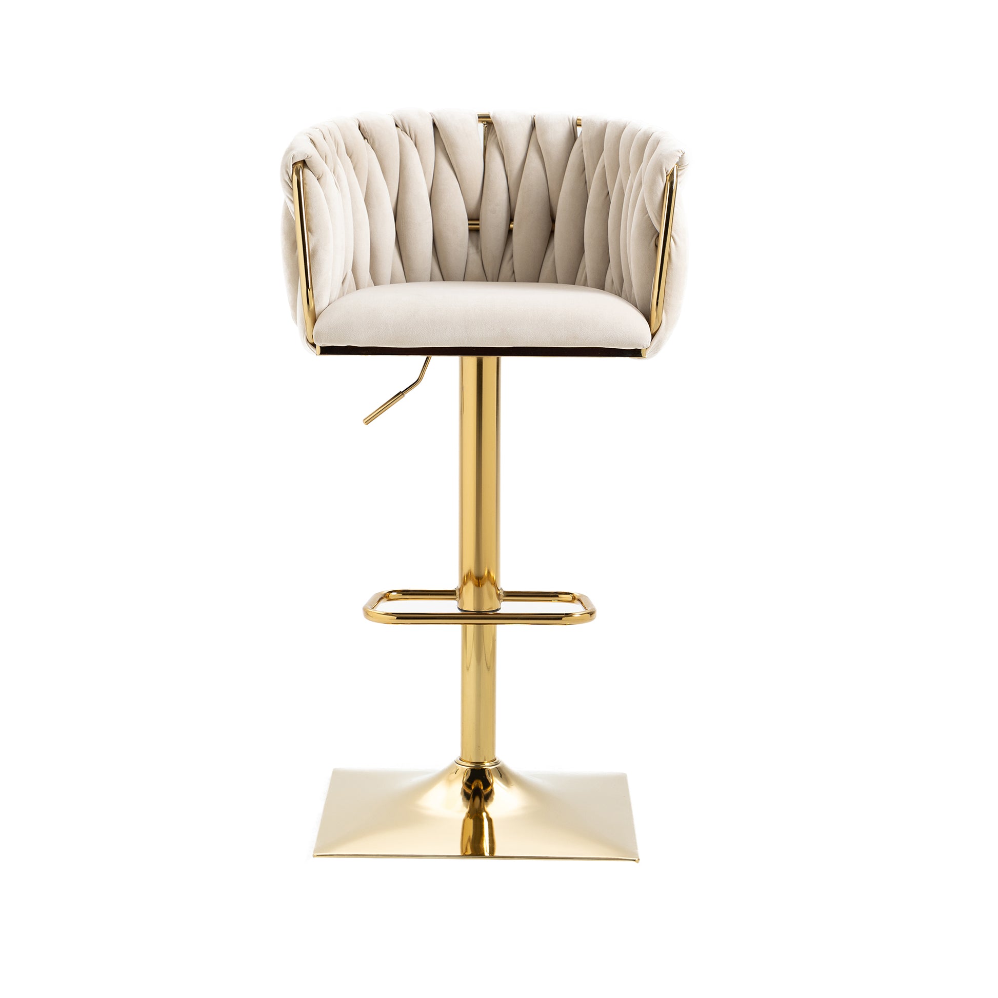 Coolmore Vintage Bar Stools With Back And Footrest Counter Height Dining Chairs 2Pc Set Ivory Metal