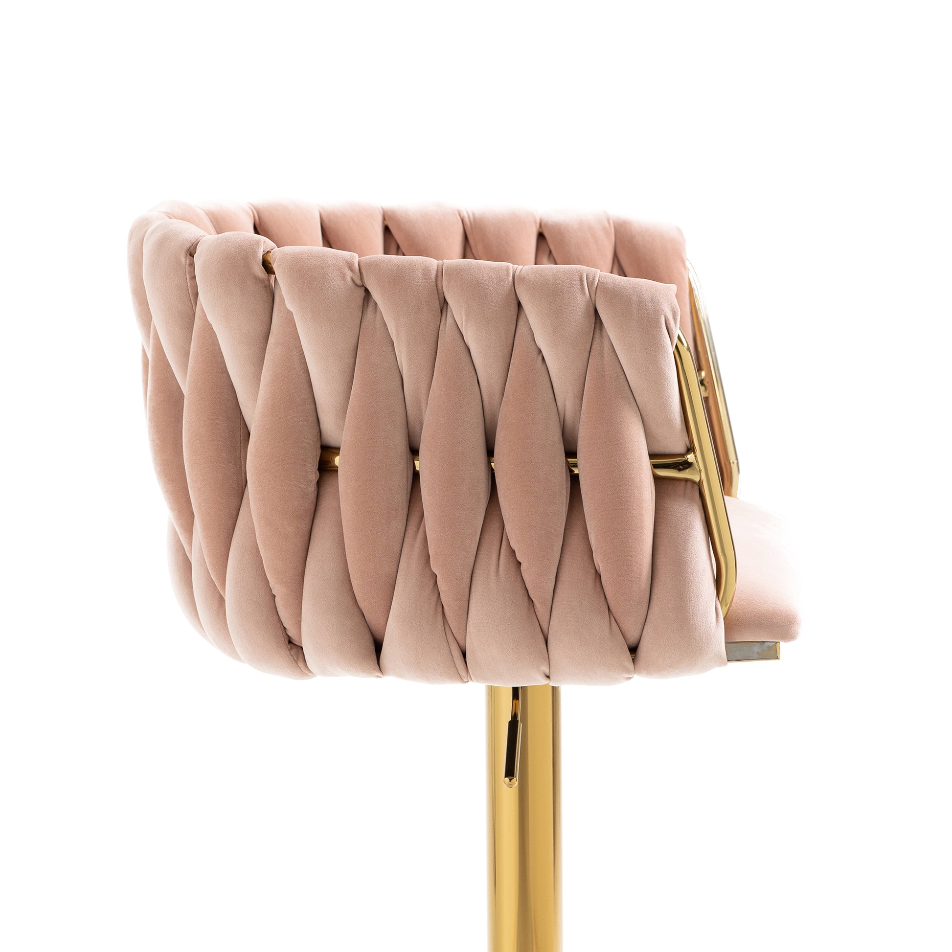 Coolmore Vintage Bar Stools With Back And Footrest Counter Height Dining Chairs 2Pc Set Pink Metal